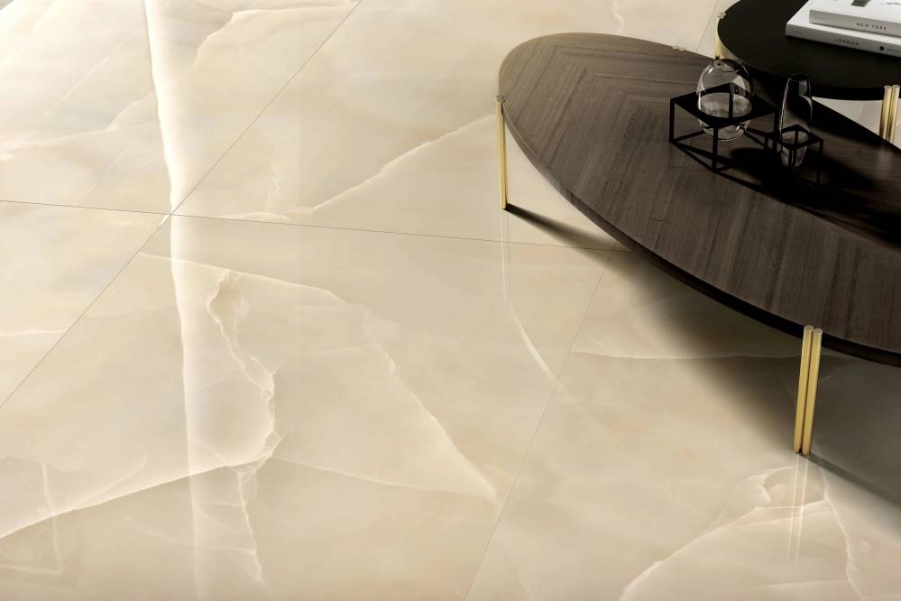 lesklá béžová dlažba Onyx Beige, 60x60 cm, porcelánový gres, gresová dlažba