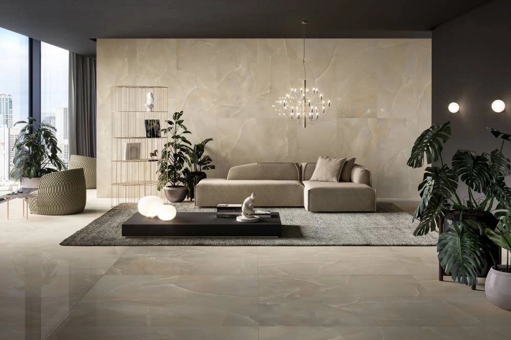 Onyx dlažba do obývačky, 120x60 cm, béžová, luxusná
